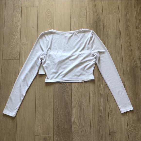 NWT Open Edit Bustier Square Neck Long Sleeve Top Size M - Picture 3 of 9